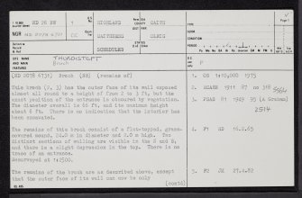 Thurdistoft, ND26NW 1, Ordnance Survey index card, page number 1, Recto