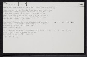 Seater, Cairn Of Heathercow, ND26SW 2, Ordnance Survey index card, page number 2, Verso