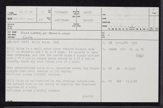 St John's Loch, Killi Cairn, ND27SW 2, Ordnance Survey index card, page number 1, Recto