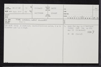 West Dunnet, The Cairns, ND27SW 19, Ordnance Survey index card, page number 1, Recto