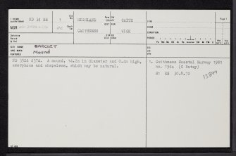 Sarclet, ND34SE 1, Ordnance Survey index card, page number 1, Recto