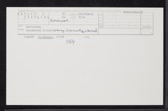 Ormiegill, ND34SW 2, Ordnance Survey index card, Recto