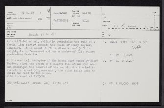 Gansclet, ND34SW 7, Ordnance Survey index card, page number 1, Recto