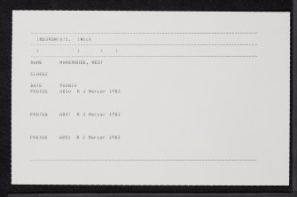 Warehouse, West, ND34SW 71, Ordnance Survey index card, Recto