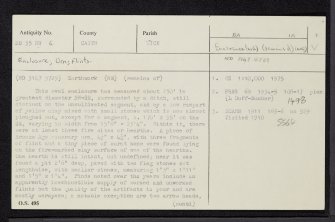 Killimster, ND35NW 6, Ordnance Survey index card, page number 1, Recto