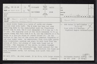 Ackergill Links, ND35NW 9, Ordnance Survey index card, page number 1, Recto