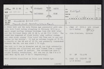 Hillhead Broch, ND35SE 14, Ordnance Survey index card, page number 1, Recto