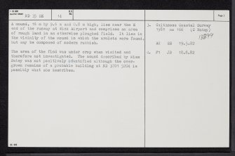 Hillhead Broch, ND35SE 14, Ordnance Survey index card, page number 2, Verso