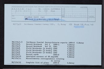 Hillhead Broch, ND35SE 14, Ordnance Survey index card, Recto