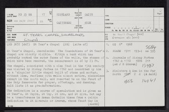 Shorelands, Sttears Chapel, ND35SE 17, Ordnance Survey index card, page number 1, Recto