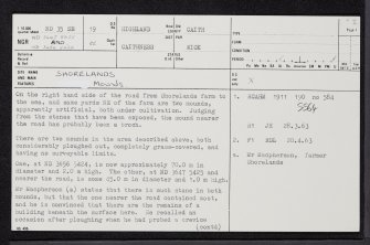 Shorelands, ND35SE 19, Ordnance Survey index card, page number 1, Recto