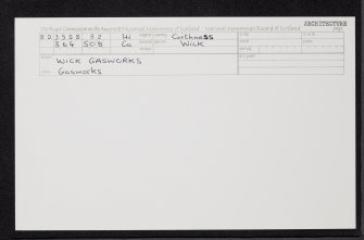 Wick, Lower Pulteneytown, Burn Street, Gas Works, ND35SE 82, Ordnance Survey index card, Recto