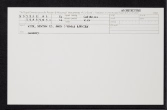 Wick, Newton Road, John O'Groat Laundry, ND35SE 84, Ordnance Survey index card, Recto
