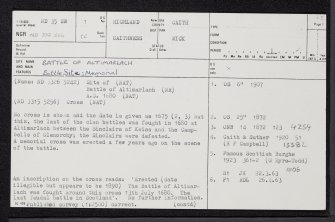 Battle Of Altimarlach, ND35SW 1, Ordnance Survey index card, page number 1, Recto