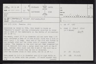 Campbell's Mount, Altimarlach, ND35SW 3, Ordnance Survey index card, page number 1, Recto