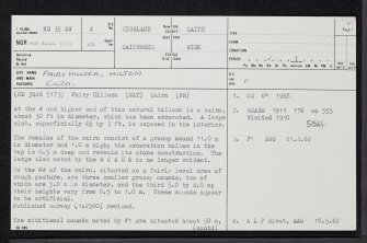 Fairy Hillock, Milton, ND35SW 4, Ordnance Survey index card, page number 1, Recto