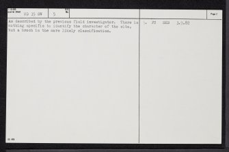 Stemster, ND35SW 5, Ordnance Survey index card, page number 2, Verso