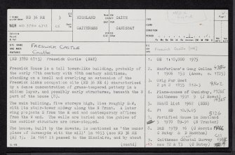 Freswick Castle, ND36NE 3, Ordnance Survey index card, page number 1, Recto