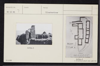 Bucholly Castle, ND36NE 7, Ordnance Survey index card, Recto