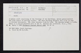 Skirza, ND36NE 33, Ordnance Survey index card, Recto