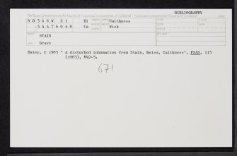 Stain, ND36SW 21, Ordnance Survey index card, Recto