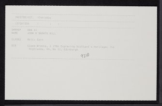 John O'Groats Mill, ND37SE 27, Ordnance Survey index card, Recto
