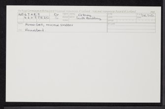 Hunnigeo, Muckle Skerry, ND47NE 9, Ordnance Survey index card, Recto
