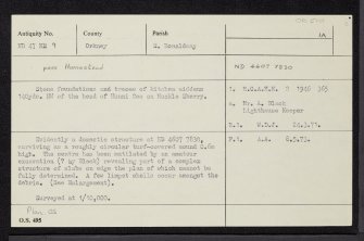 Hunnigeo, Muckle Skerry, ND47NE 9, Ordnance Survey index card, Recto