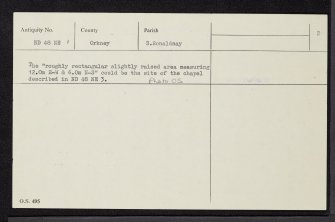 South Ronaldsay, Stews, ND48NE 1, Ordnance Survey index card, page number 2, Verso
