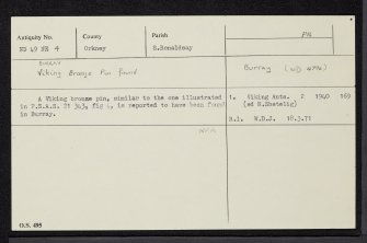 Burray, ND49NE 4, Ordnance Survey index card, Recto