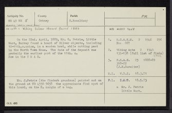 Burray, North Town Moss, ND49NE 5, Ordnance Survey index card, Recto