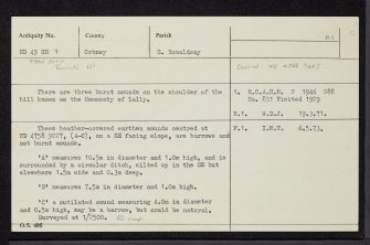 South Ronaldsay, Dyke-End, ND49SE 9, Ordnance Survey index card, Recto