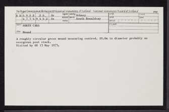 South Ronaldsay, North Cara, ND49SE 26, Ordnance Survey index card, Recto