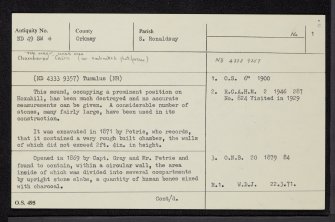 South Ronaldsay, Hoxa Hill, The Wart, ND49SW 4, Ordnance Survey index card, page number 1, Recto