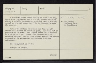 South Ronaldsay, Hoxa Hill, The Wart, ND49SW 4, Ordnance Survey index card, page number 2, Verso