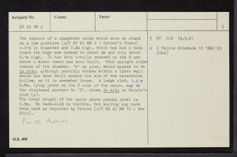 South Ronaldsay, Hoxa Hill, The Wart, ND49SW 4, Ordnance Survey index card, page number 3, Recto