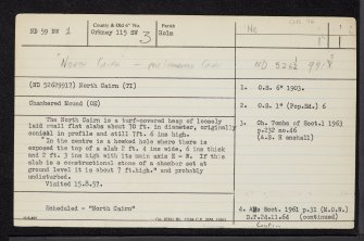 North Cairn, ND59NW 1, Ordnance Survey index card, page number 1, Recto
