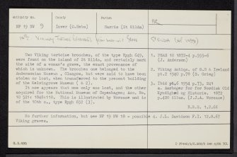 St Kilda, Hirta, NF19NW 9, Ordnance Survey index card, Recto