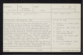 Barra, Eoligarry, Dun Scurrival, NF60NE 3, Ordnance Survey index card, page number 1, Recto