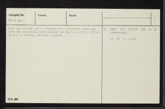 Barra, Eoligarry, Dun Scurrival, NF60NE 3, Ordnance Survey index card, page number 3, Recto