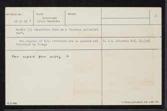Barra, Dun Cuier, NF60SE 1, Ordnance Survey index card, page number 2, Verso
