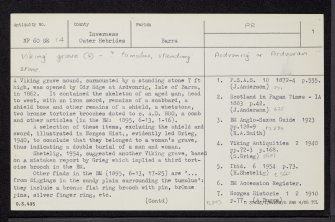 Barra, Borve, NF60SE 14, Ordnance Survey index card, page number 1, Recto