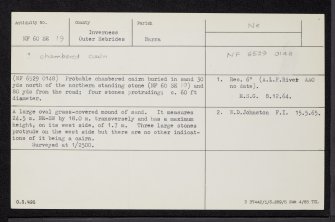 Barra, Sligeanach, NF60SE 19, Ordnance Survey index card, Recto