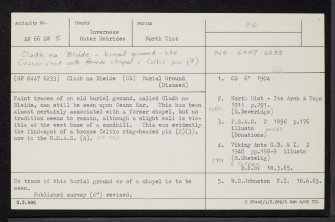 Monach Islands, Cladh Na Bleide, NF66SW 5, Ordnance Survey index card, Recto