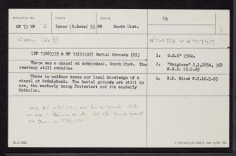 South Uist, Ardmichael, Burial Ground, NF73SW 2, Ordnance Survey index card, Recto