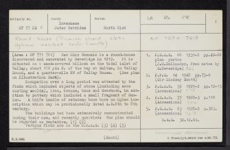 North Uist, Vallay, Bac Mic Connain, NF77NE 5, Ordnance Survey index card, page number 1, Recto