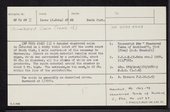 South Uist, Carnan, Sig More, NF84NW 2, Ordnance Survey index card, Recto