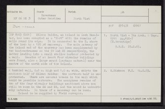 North Uist, Loch Skealtar, Eilean Buidhe, NF86NE 3, Ordnance Survey index card, Recto
