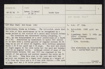 North Uist, Vallaquie, Druim Na H-Uamha, NF87NE 2, Ordnance Survey index card, page number 1, Recto