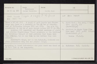 North Uist, Oronsay, NF87NE 22, Ordnance Survey index card, Recto